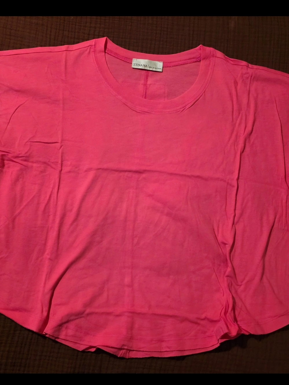 Zenana Outfitters Bright Pink Short Sleeve Crewneck Top